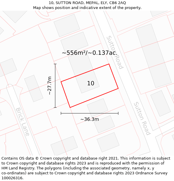 10, SUTTON ROAD, MEPAL, ELY, CB6 2AQ: Plot and title map