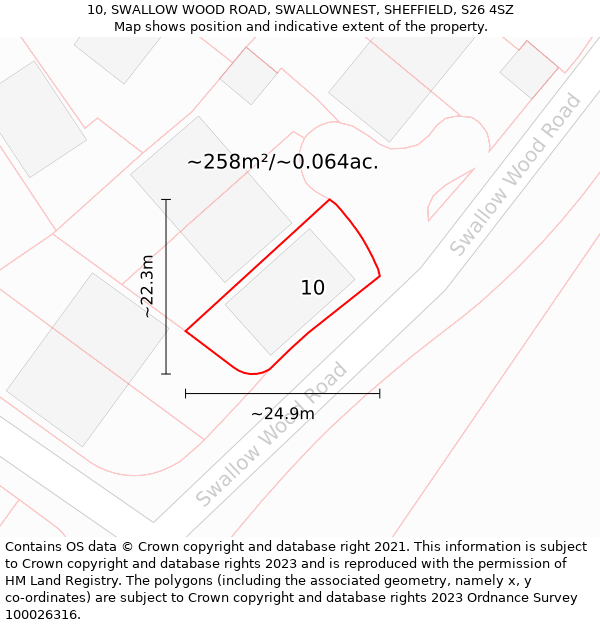 10, SWALLOW WOOD ROAD, SWALLOWNEST, SHEFFIELD, S26 4SZ: Plot and title map