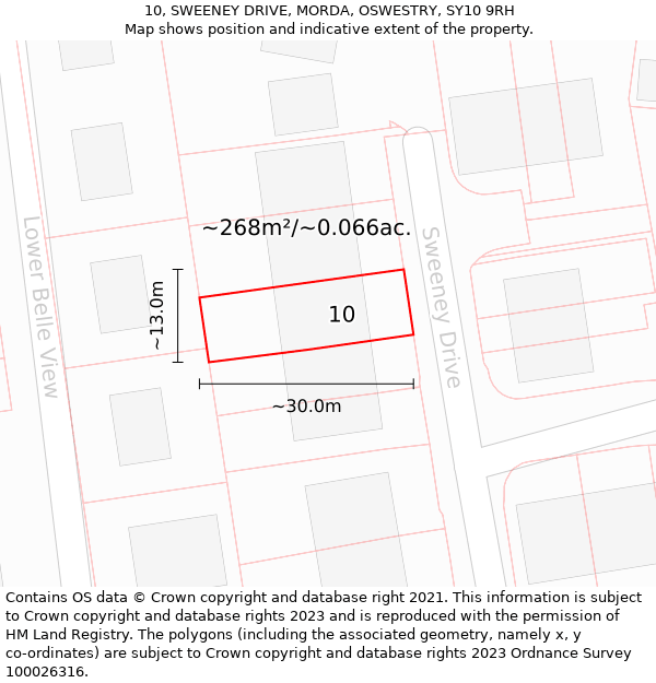 10, SWEENEY DRIVE, MORDA, OSWESTRY, SY10 9RH: Plot and title map