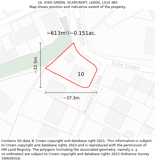 10, SYKE GREEN, SCARCROFT, LEEDS, LS14 3BS: Plot and title map