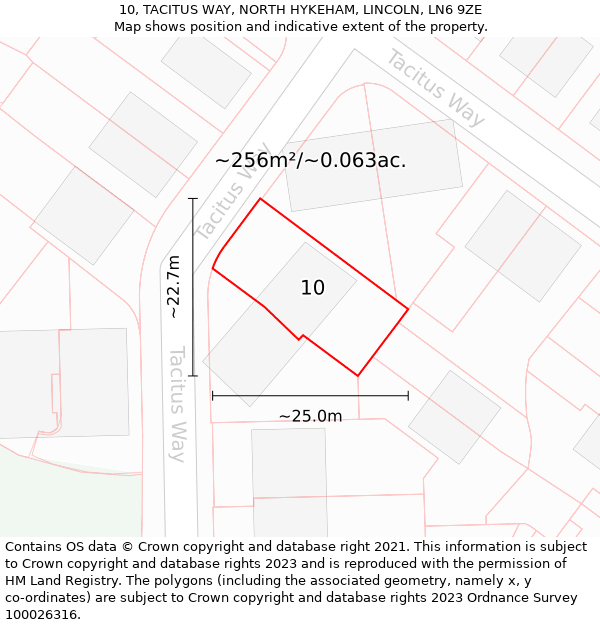 10, TACITUS WAY, NORTH HYKEHAM, LINCOLN, LN6 9ZE: Plot and title map