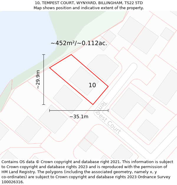 10, TEMPEST COURT, WYNYARD, BILLINGHAM, TS22 5TD: Plot and title map