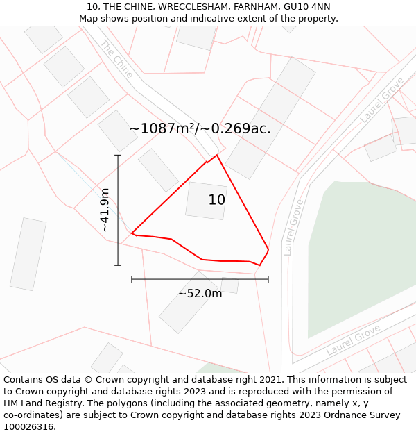 10, THE CHINE, WRECCLESHAM, FARNHAM, GU10 4NN: Plot and title map