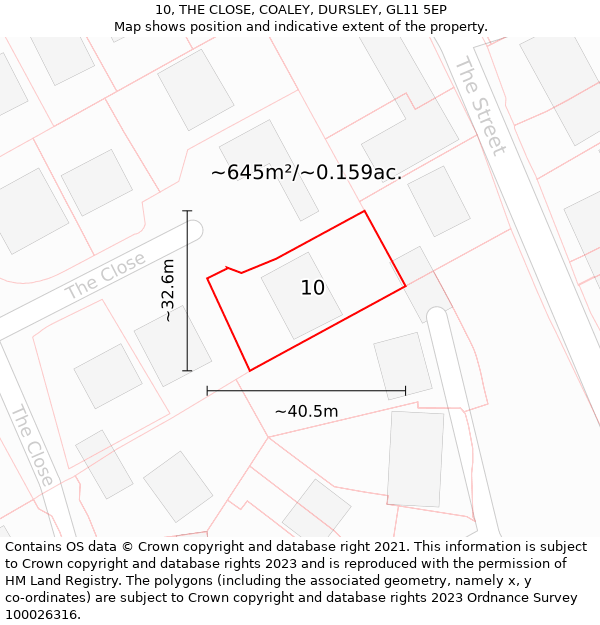 10, THE CLOSE, COALEY, DURSLEY, GL11 5EP: Plot and title map