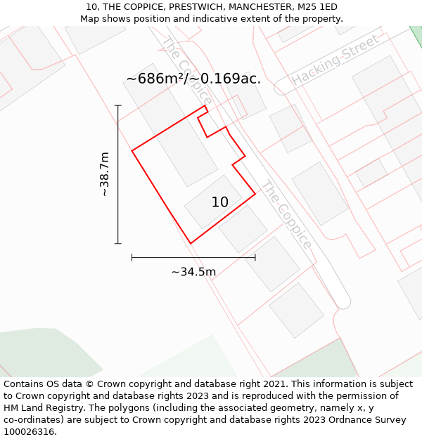 10, THE COPPICE, PRESTWICH, MANCHESTER, M25 1ED: Plot and title map