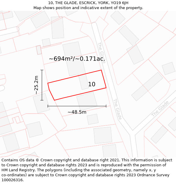 10, THE GLADE, ESCRICK, YORK, YO19 6JH: Plot and title map