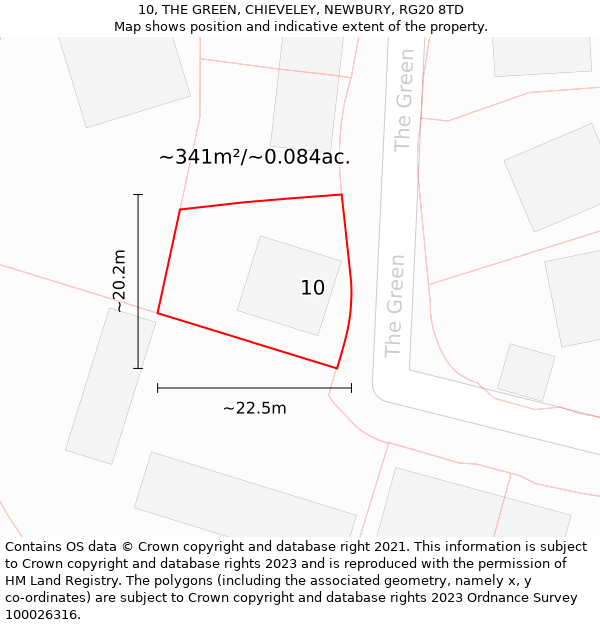 10, THE GREEN, CHIEVELEY, NEWBURY, RG20 8TD: Plot and title map