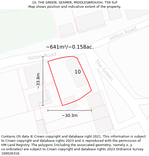 10, THE GREEN, SEAMER, MIDDLESBROUGH, TS9 5LP: Plot and title map