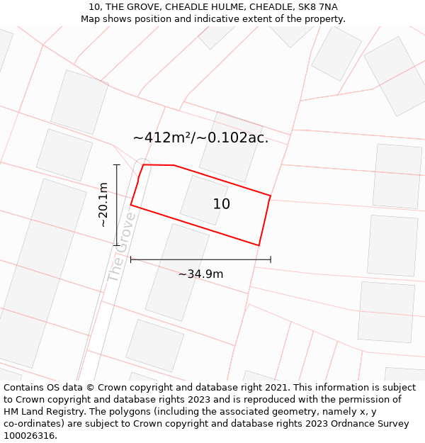 10, THE GROVE, CHEADLE HULME, CHEADLE, SK8 7NA: Plot and title map