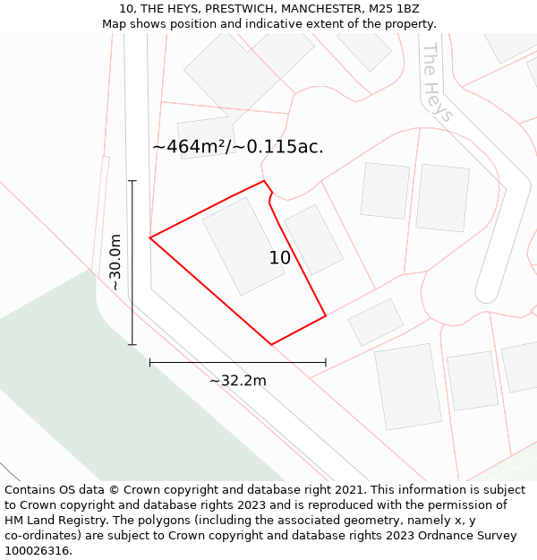 10, THE HEYS, PRESTWICH, MANCHESTER, M25 1BZ: Plot and title map