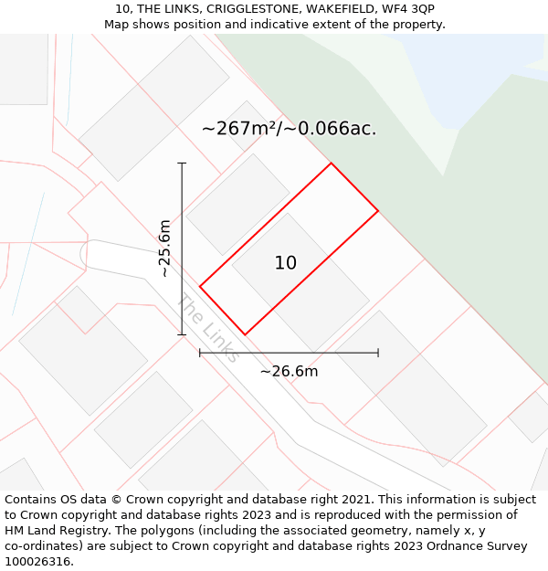 10, THE LINKS, CRIGGLESTONE, WAKEFIELD, WF4 3QP: Plot and title map