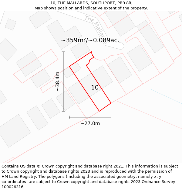 10, THE MALLARDS, SOUTHPORT, PR9 8RJ: Plot and title map