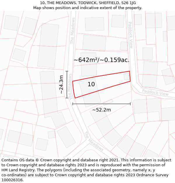 10, THE MEADOWS, TODWICK, SHEFFIELD, S26 1JG: Plot and title map