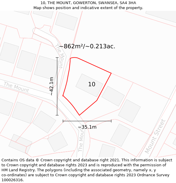 10, THE MOUNT, GOWERTON, SWANSEA, SA4 3HA: Plot and title map