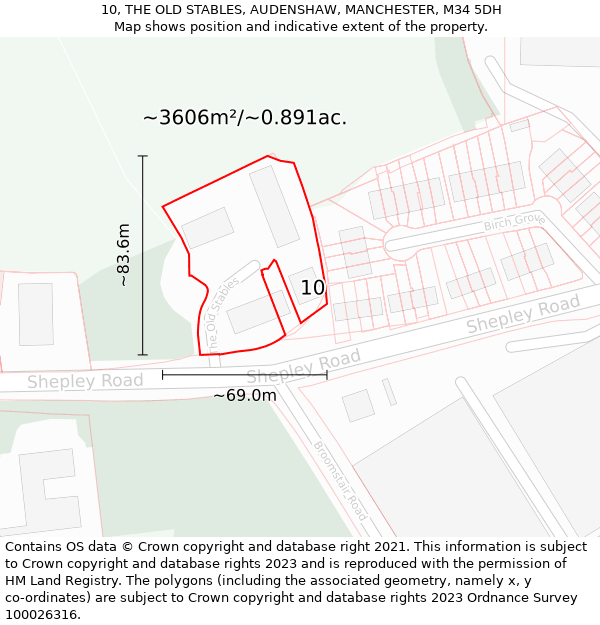 10, THE OLD STABLES, AUDENSHAW, MANCHESTER, M34 5DH: Plot and title map