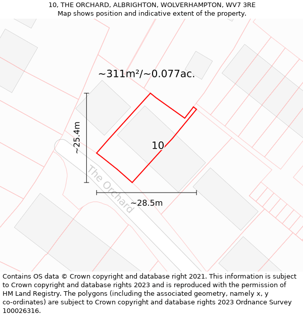 10, THE ORCHARD, ALBRIGHTON, WOLVERHAMPTON, WV7 3RE: Plot and title map