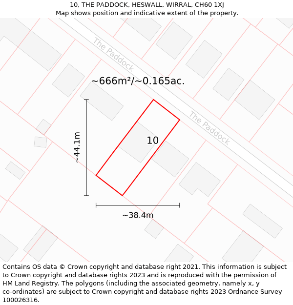 10, THE PADDOCK, HESWALL, WIRRAL, CH60 1XJ: Plot and title map