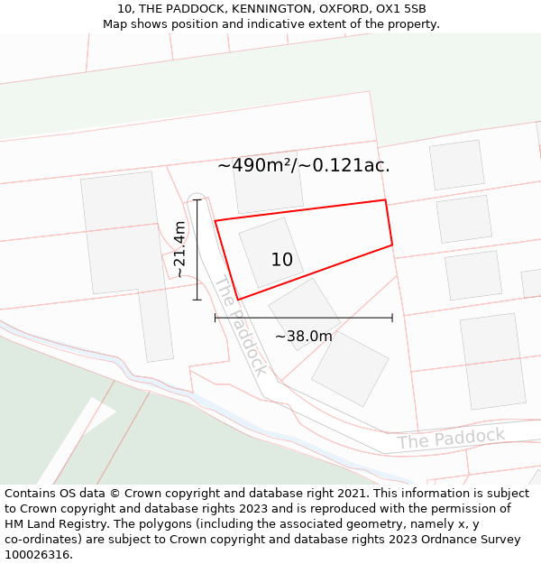 10, THE PADDOCK, KENNINGTON, OXFORD, OX1 5SB: Plot and title map