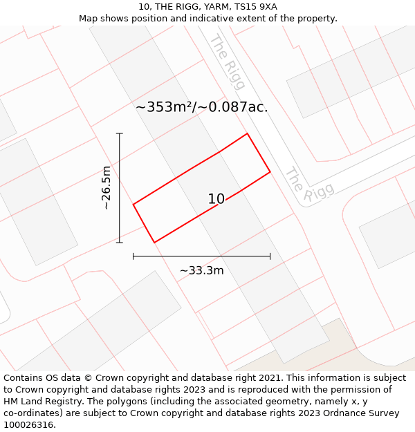 10, THE RIGG, YARM, TS15 9XA: Plot and title map