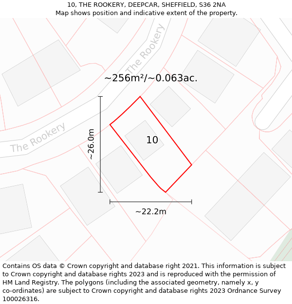 10, THE ROOKERY, DEEPCAR, SHEFFIELD, S36 2NA: Plot and title map