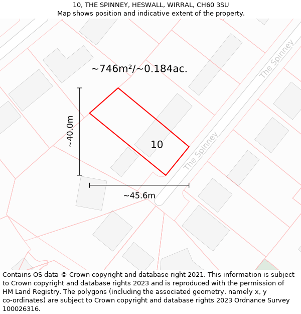 10, THE SPINNEY, HESWALL, WIRRAL, CH60 3SU: Plot and title map