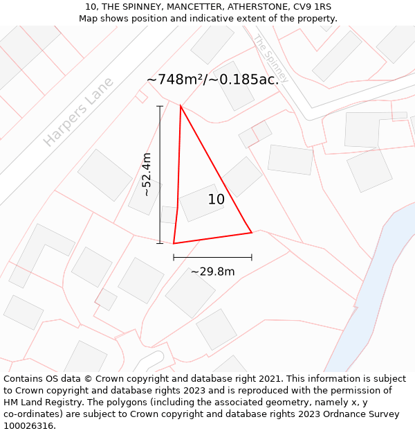 10, THE SPINNEY, MANCETTER, ATHERSTONE, CV9 1RS: Plot and title map