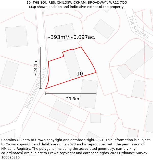 10, THE SQUIRES, CHILDSWICKHAM, BROADWAY, WR12 7QQ: Plot and title map