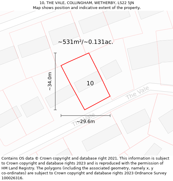 10, THE VALE, COLLINGHAM, WETHERBY, LS22 5JN: Plot and title map