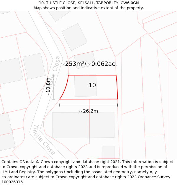 10, THISTLE CLOSE, KELSALL, TARPORLEY, CW6 0GN: Plot and title map