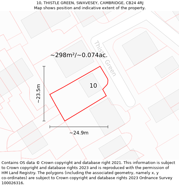 10, THISTLE GREEN, SWAVESEY, CAMBRIDGE, CB24 4RJ: Plot and title map