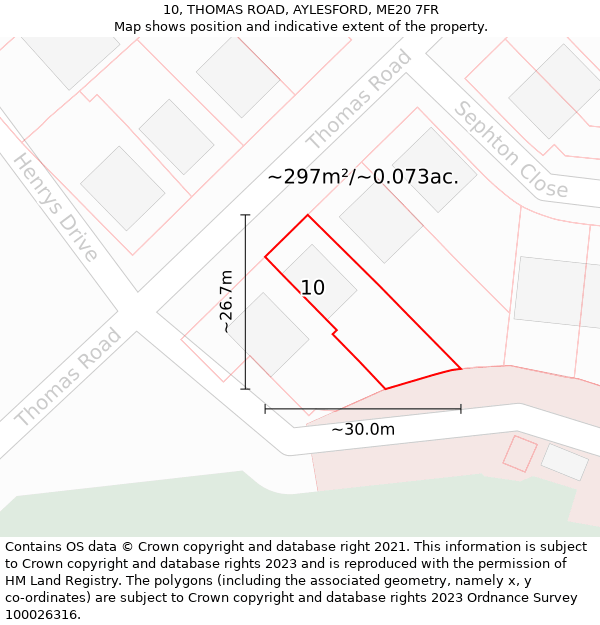 10, THOMAS ROAD, AYLESFORD, ME20 7FR: Plot and title map