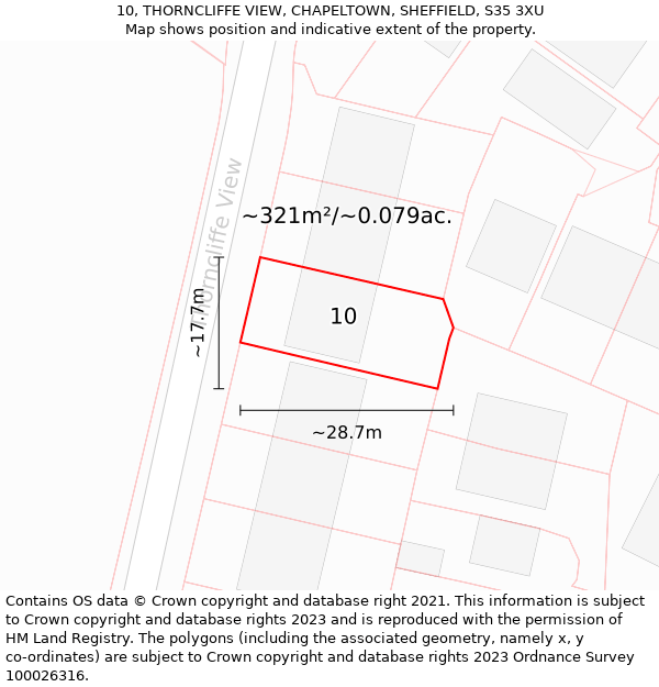 10, THORNCLIFFE VIEW, CHAPELTOWN, SHEFFIELD, S35 3XU: Plot and title map