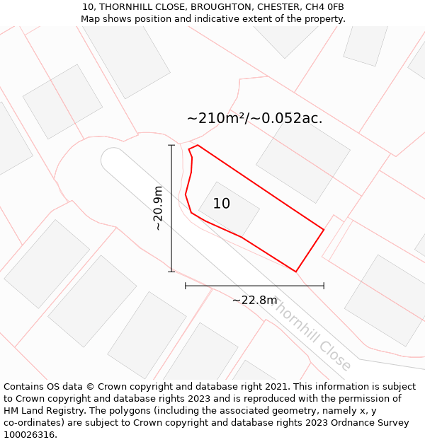 10, THORNHILL CLOSE, BROUGHTON, CHESTER, CH4 0FB: Plot and title map