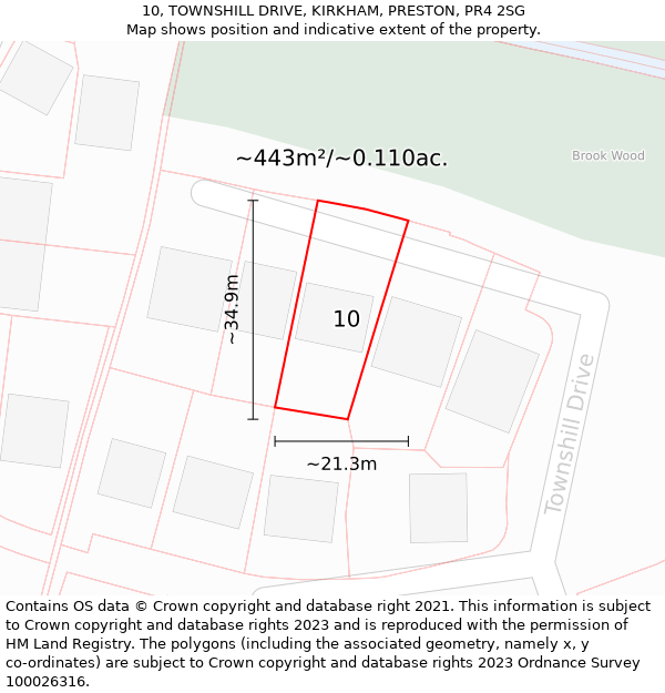 10, TOWNSHILL DRIVE, KIRKHAM, PRESTON, PR4 2SG: Plot and title map