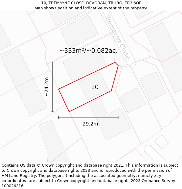 10, TREMAYNE CLOSE, DEVORAN, TRURO, TR3 6QE: Plot and title map
