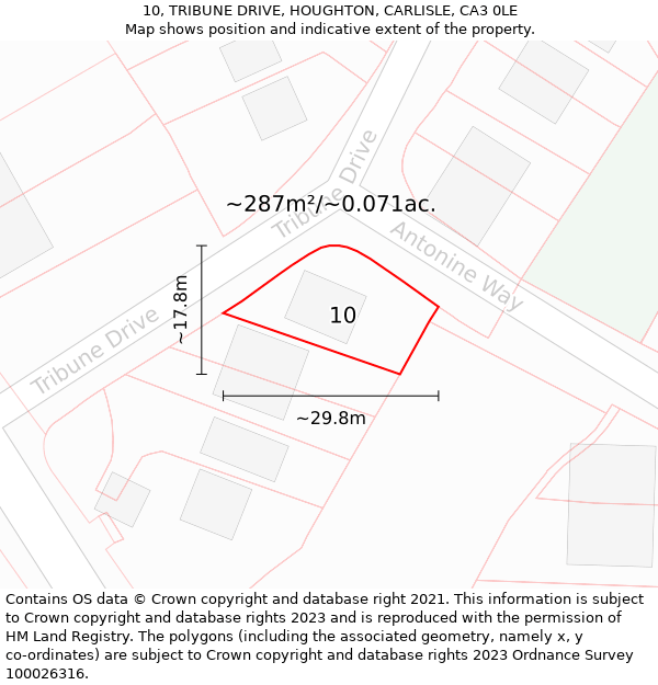 10, TRIBUNE DRIVE, HOUGHTON, CARLISLE, CA3 0LE: Plot and title map