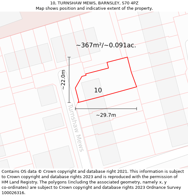 10, TURNSHAW MEWS, BARNSLEY, S70 4PZ: Plot and title map