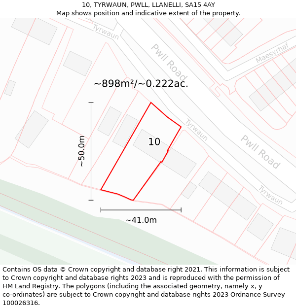 10, TYRWAUN, PWLL, LLANELLI, SA15 4AY: Plot and title map