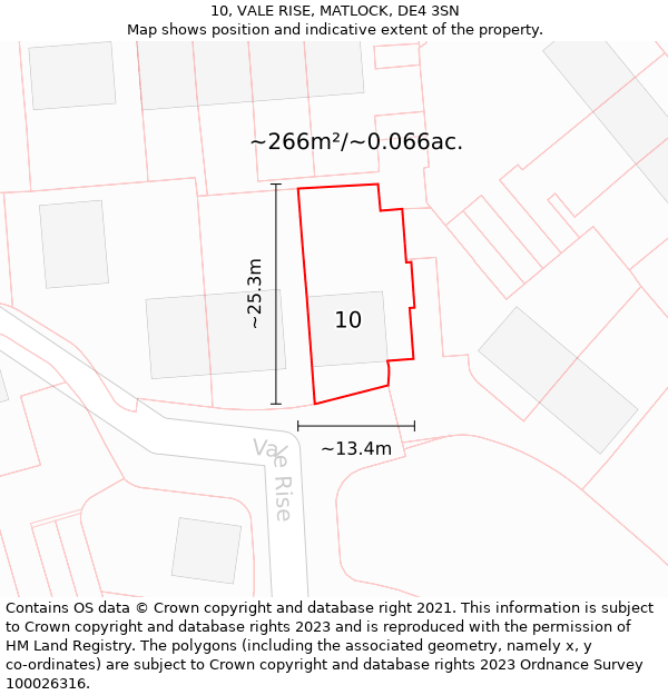 10, VALE RISE, MATLOCK, DE4 3SN: Plot and title map