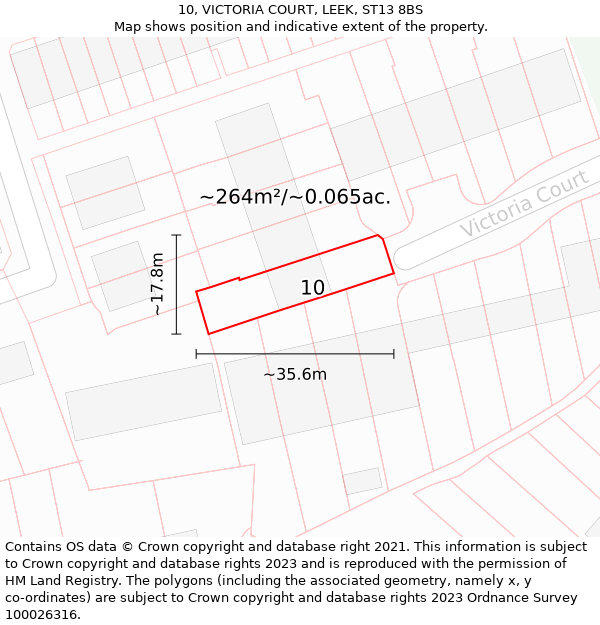 10, VICTORIA COURT, LEEK, ST13 8BS: Plot and title map