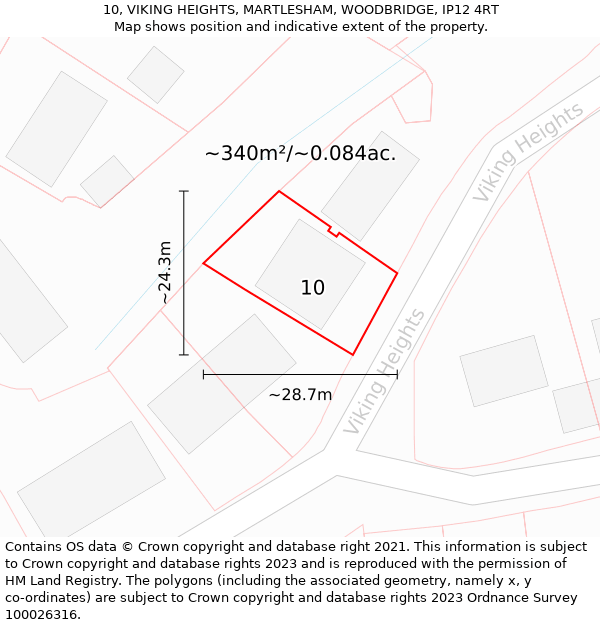 10, VIKING HEIGHTS, MARTLESHAM, WOODBRIDGE, IP12 4RT: Plot and title map