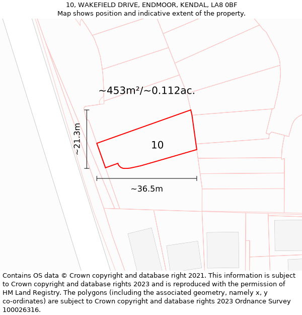 10, WAKEFIELD DRIVE, ENDMOOR, KENDAL, LA8 0BF: Plot and title map