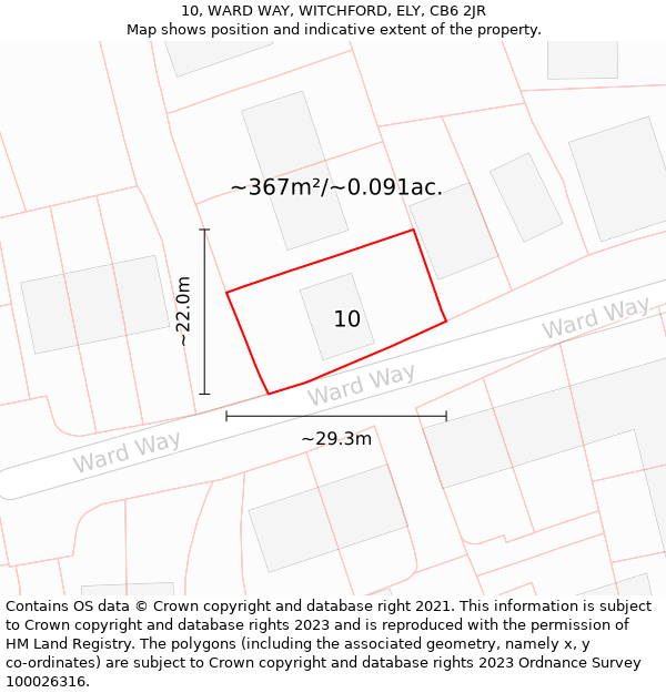 10, WARD WAY, WITCHFORD, ELY, CB6 2JR: Plot and title map