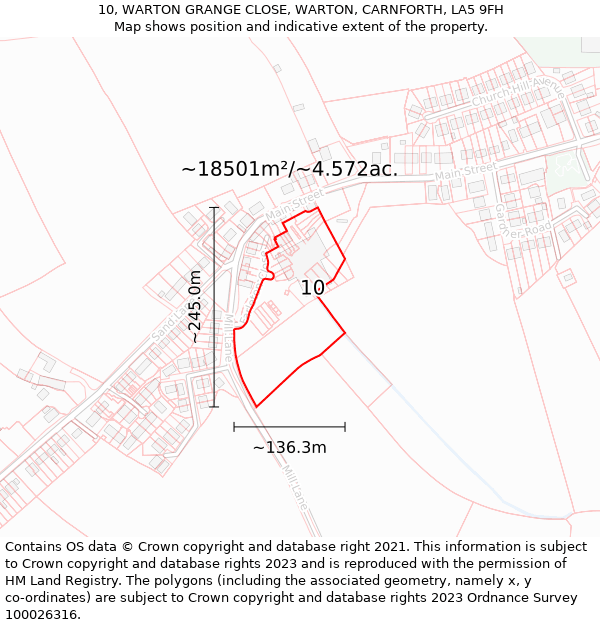 10, WARTON GRANGE CLOSE, WARTON, CARNFORTH, LA5 9FH: Plot and title map