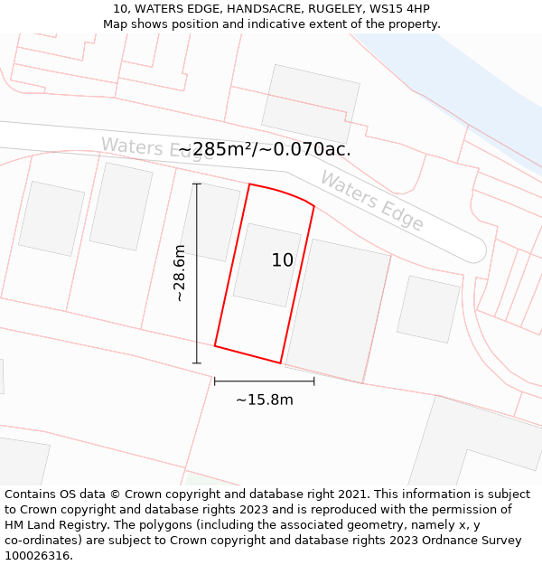 10, WATERS EDGE, HANDSACRE, RUGELEY, WS15 4HP: Plot and title map