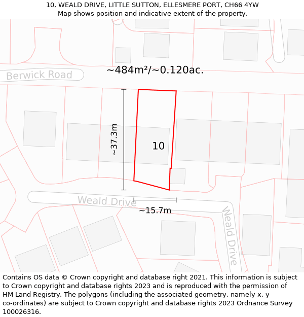 10, WEALD DRIVE, LITTLE SUTTON, ELLESMERE PORT, CH66 4YW: Plot and title map