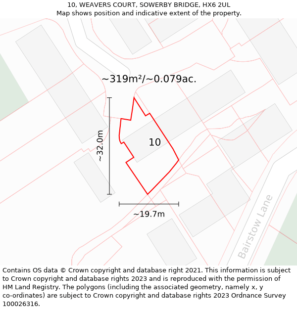 10, WEAVERS COURT, SOWERBY BRIDGE, HX6 2UL: Plot and title map