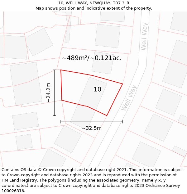10, WELL WAY, NEWQUAY, TR7 3LR: Plot and title map