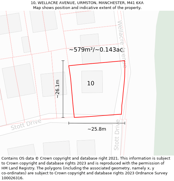 10, WELLACRE AVENUE, URMSTON, MANCHESTER, M41 6XA: Plot and title map