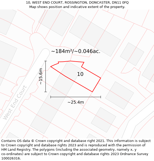 10, WEST END COURT, ROSSINGTON, DONCASTER, DN11 0FQ: Plot and title map